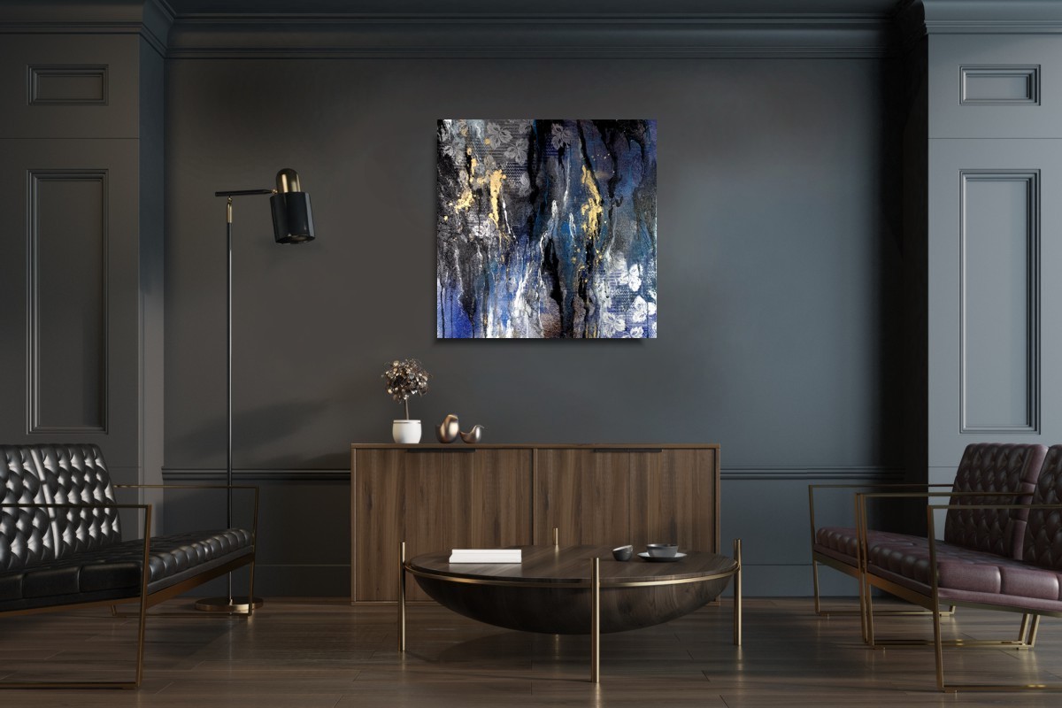 Obraz do salonu ręcznie malowany "Mroźna zima" abstrakcja 2197A - obrazek 2