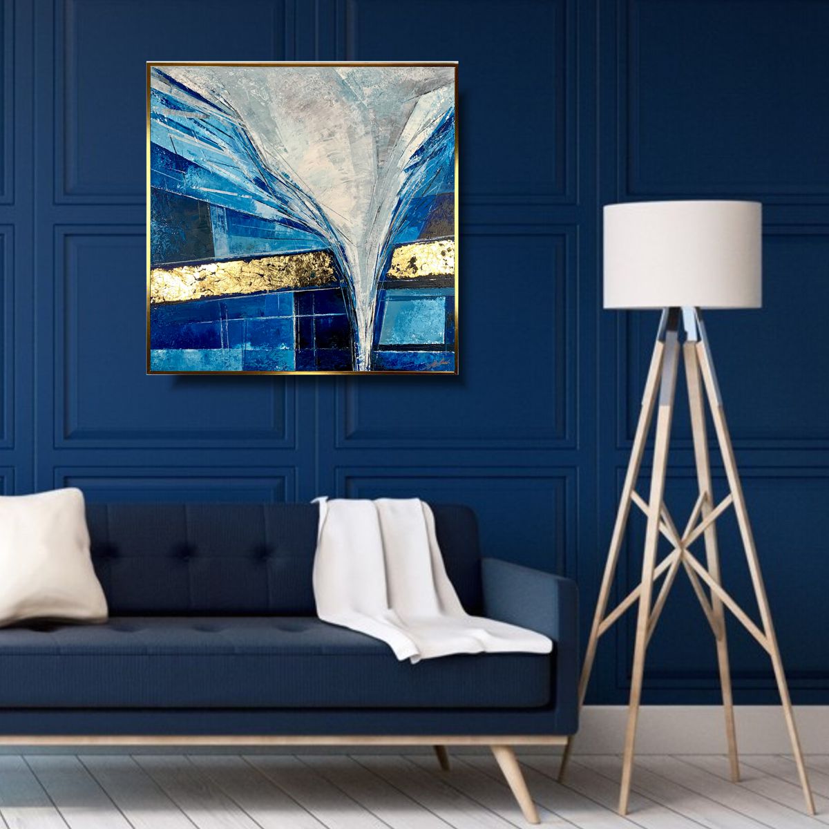 Obraz do salonu "Złota wstęga" abstrakcja 2180A - obrazek 3