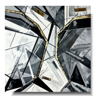 Obraz ręcznie malowany Yin i Yang z płatkami złota 2078A