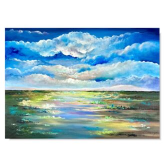 Obraz ręcznie malowany na płótnie "Chmury nad rozlewiskiem" 2146A
