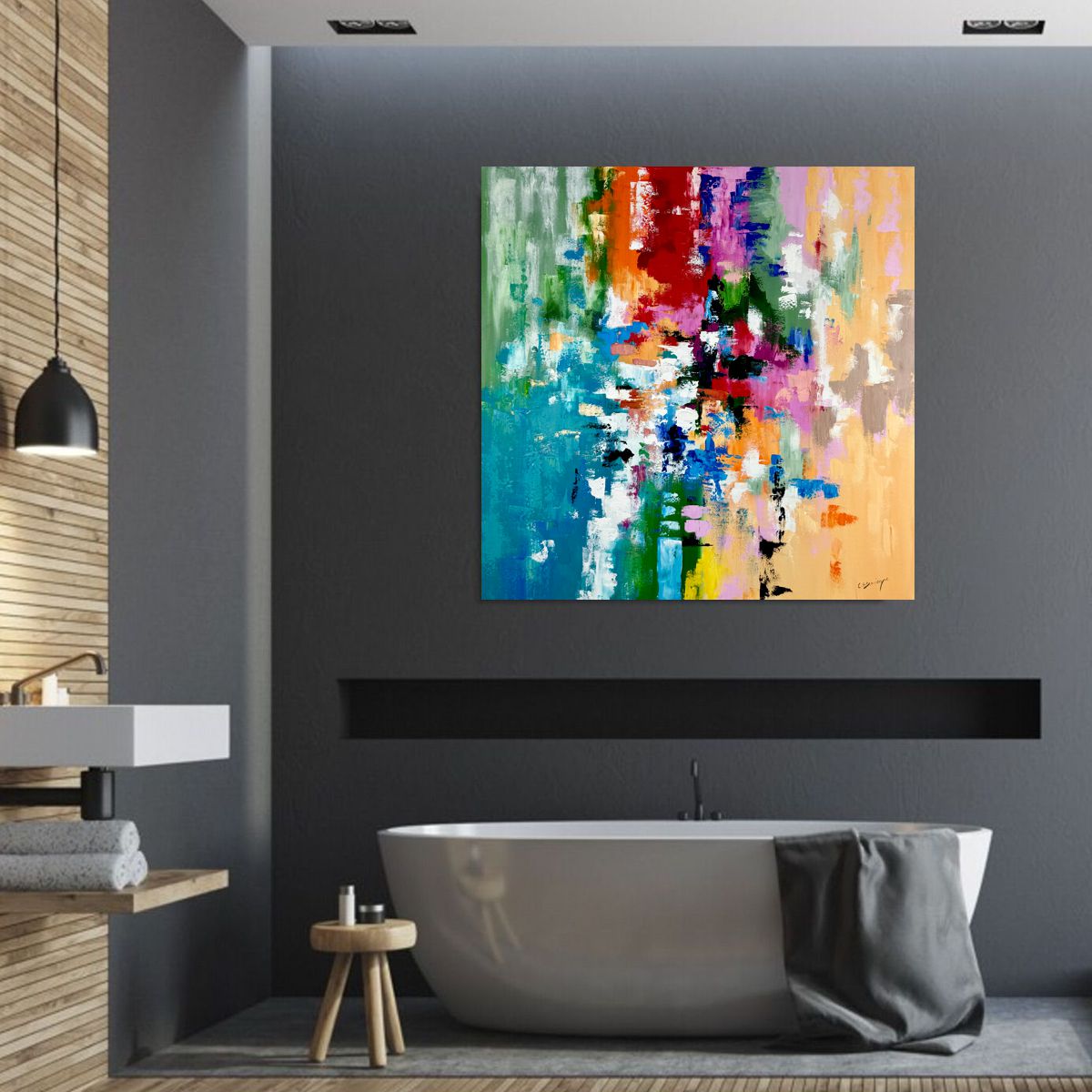 Obraz ręcznie malowany na płótnie "Eksplozja barw" 2260A - obrazek 2