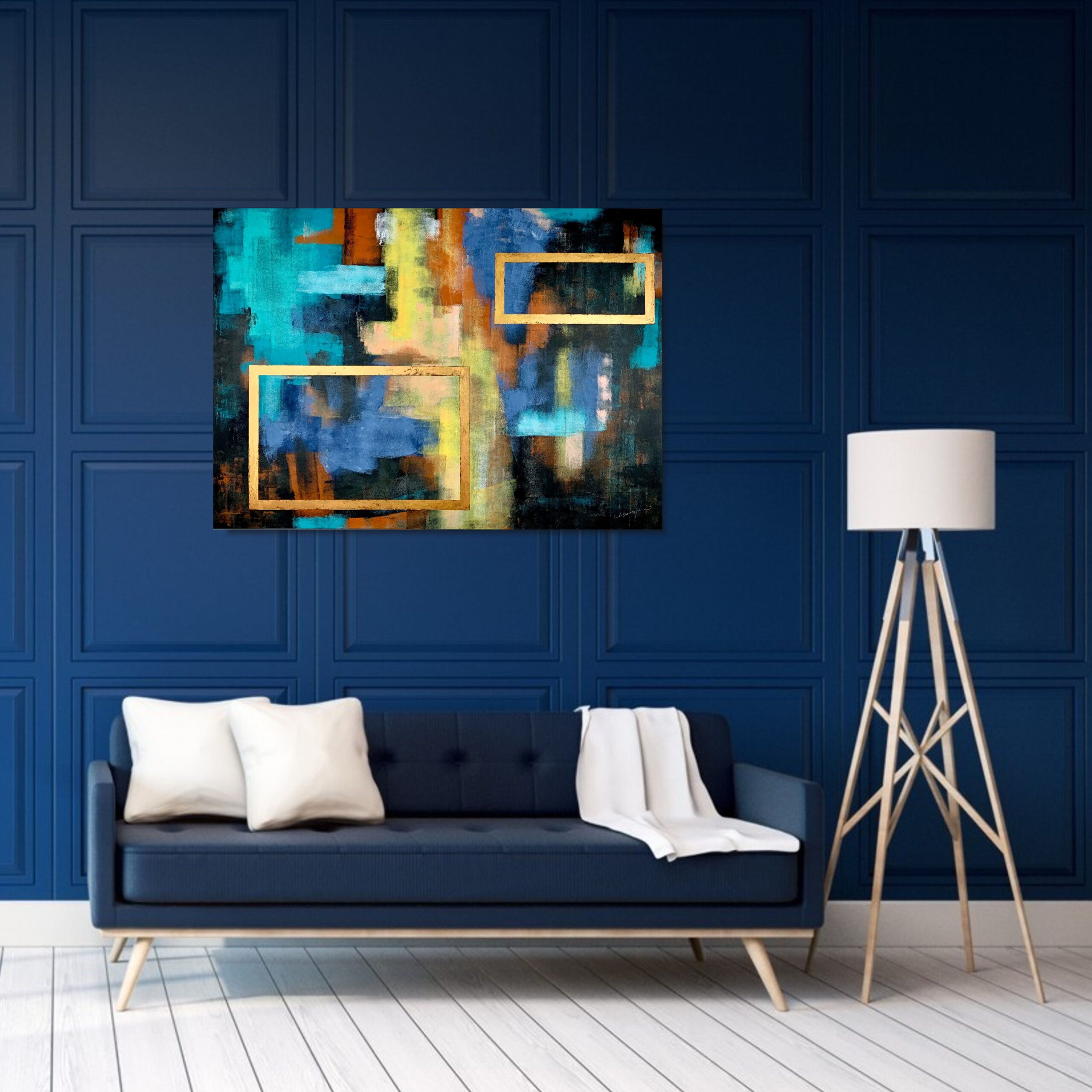 Obraz abstrakcyjny malowany na płótnie "Kostki" 2282A - obrazek 2