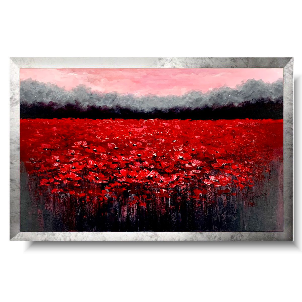 Obraz ręcznie malowany na płótnie "Makowe pole" 2221A