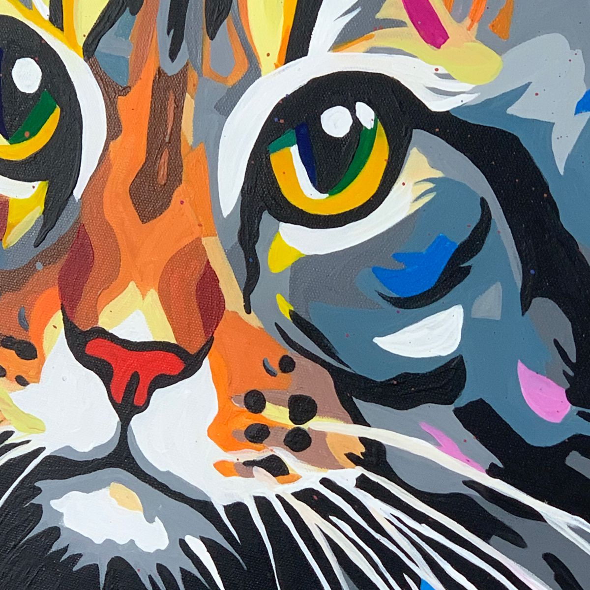 Obraz zwierzęta ręcznie malowany na płótnie "Kolorowy kot" 2278A - obrazek 5