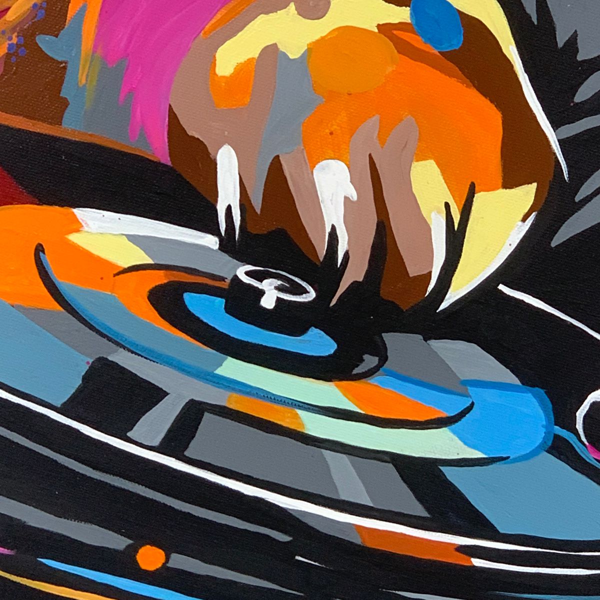 Obraz zwierzęta ręcznie malowany na płótnie "Kolorowy kot" 2278A - obrazek 6