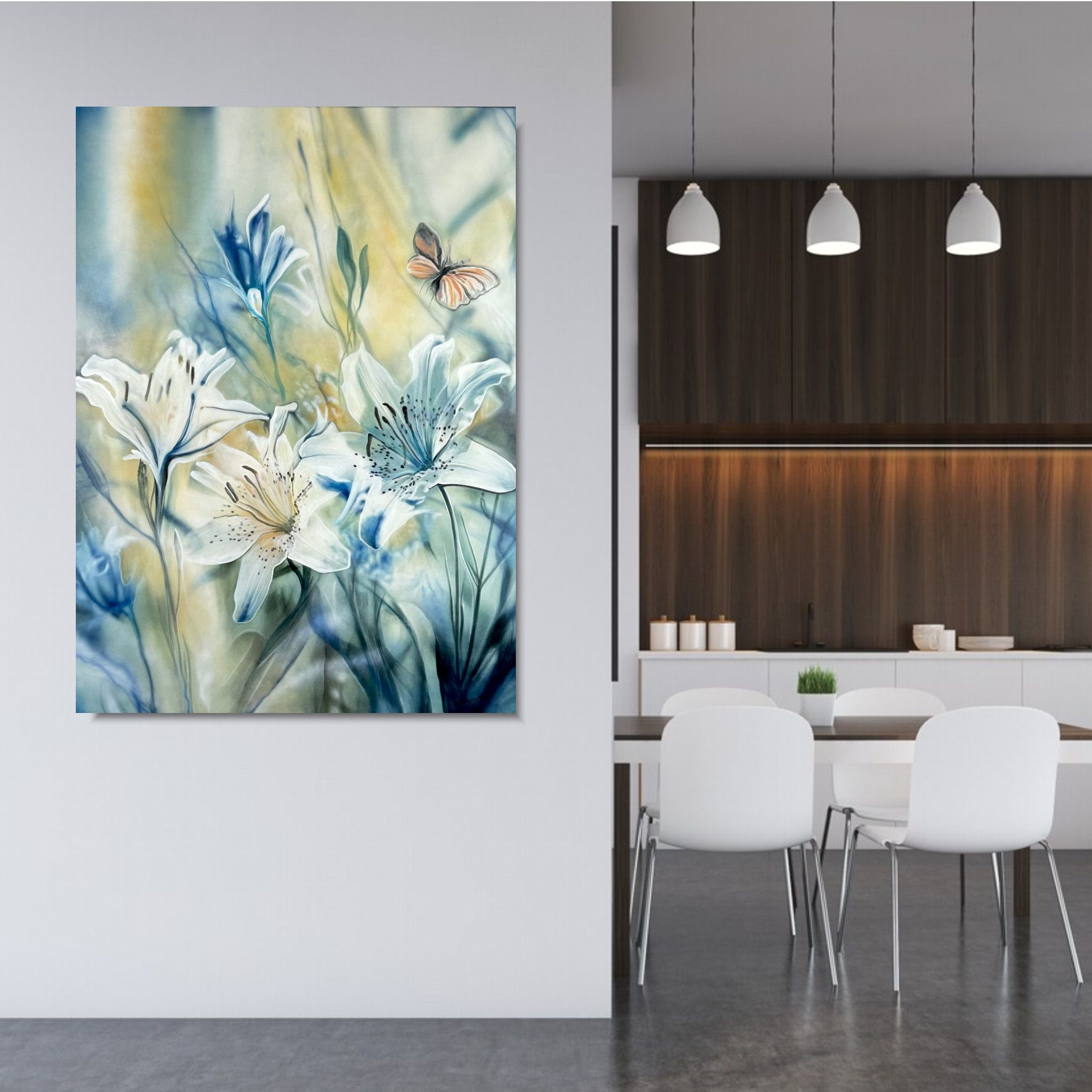 Obraz ręcznie malowany z kwiatami "Bukiet lilii" 2319A - obrazek 3