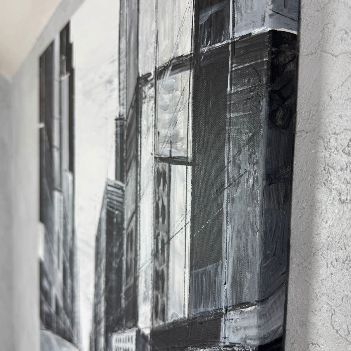 Obraz ręcznie malowany na płótnie "Monochromatyczne miasto" 2257A - obrazek 6