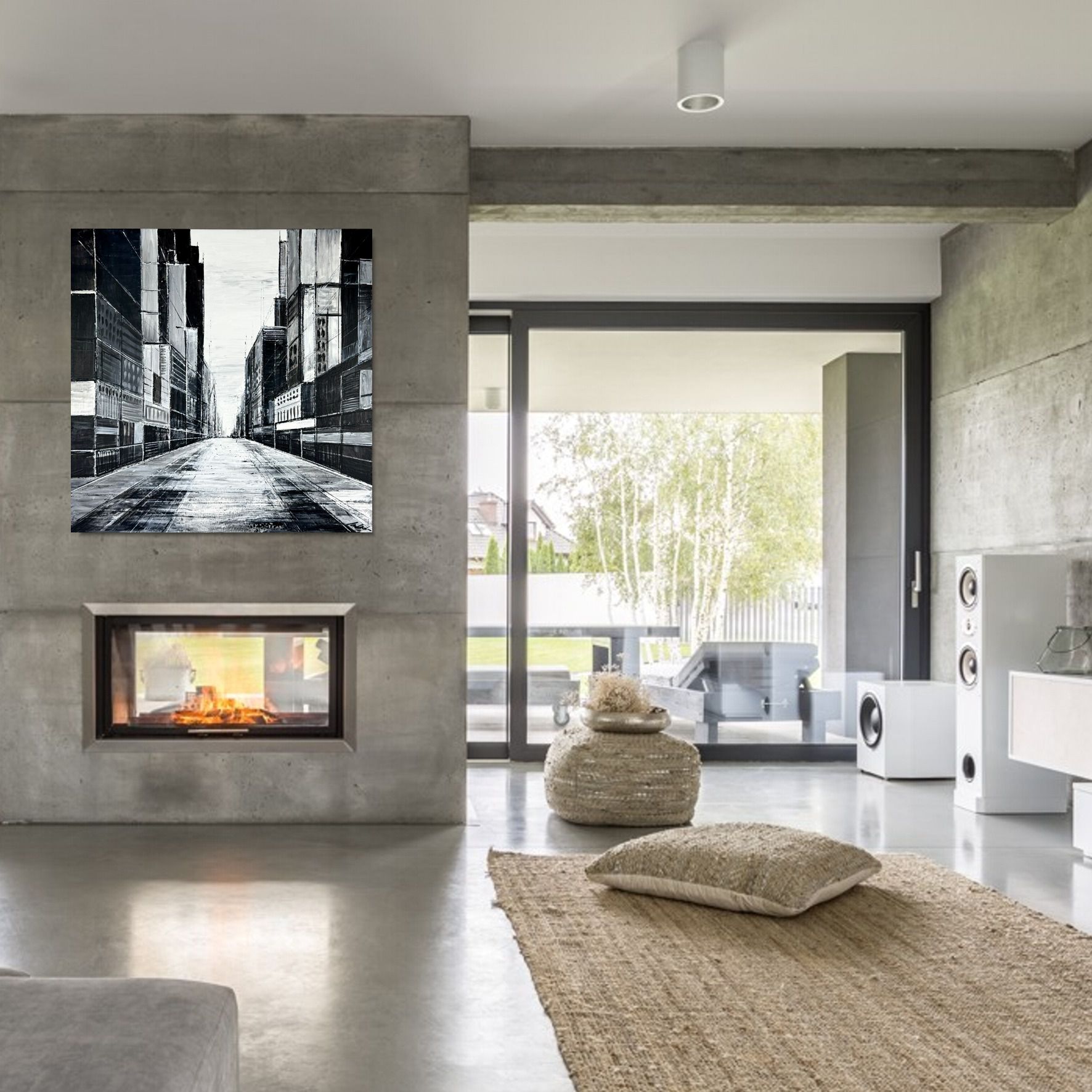 Obraz ręcznie malowany na płótnie "Monochromatyczne miasto" 2257A - obrazek 3