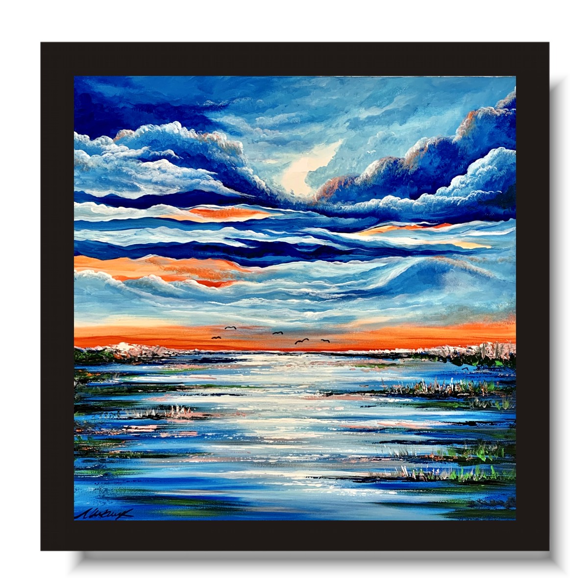 Obraz "Zachód słońca nad jeziorem" pejzaż w ramie 2143A