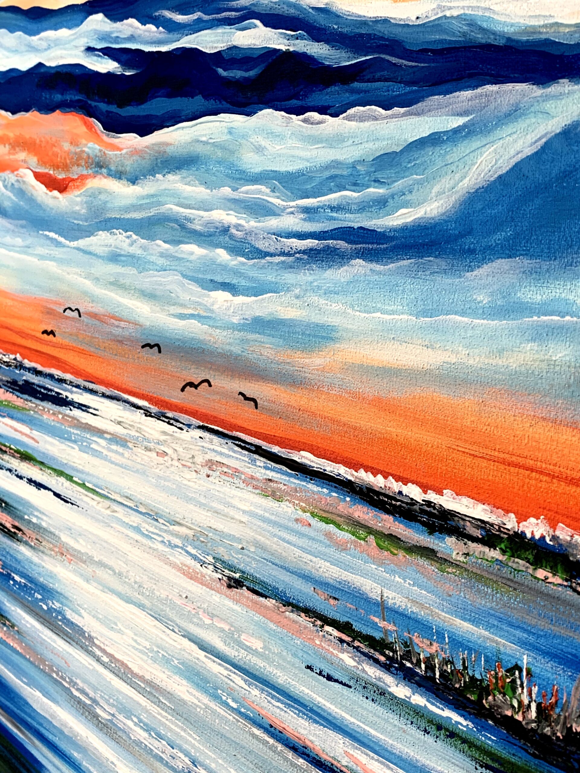 Obraz "Zachód słońca nad jeziorem" pejzaż w ramie 2143A - obrazek 5