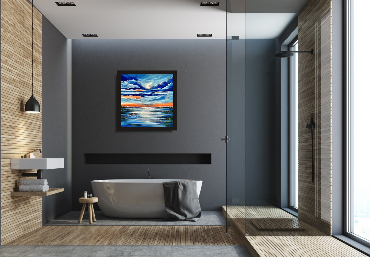 Obraz "Zachód słońca nad jeziorem" pejzaż w ramie 2143A - obrazek 3