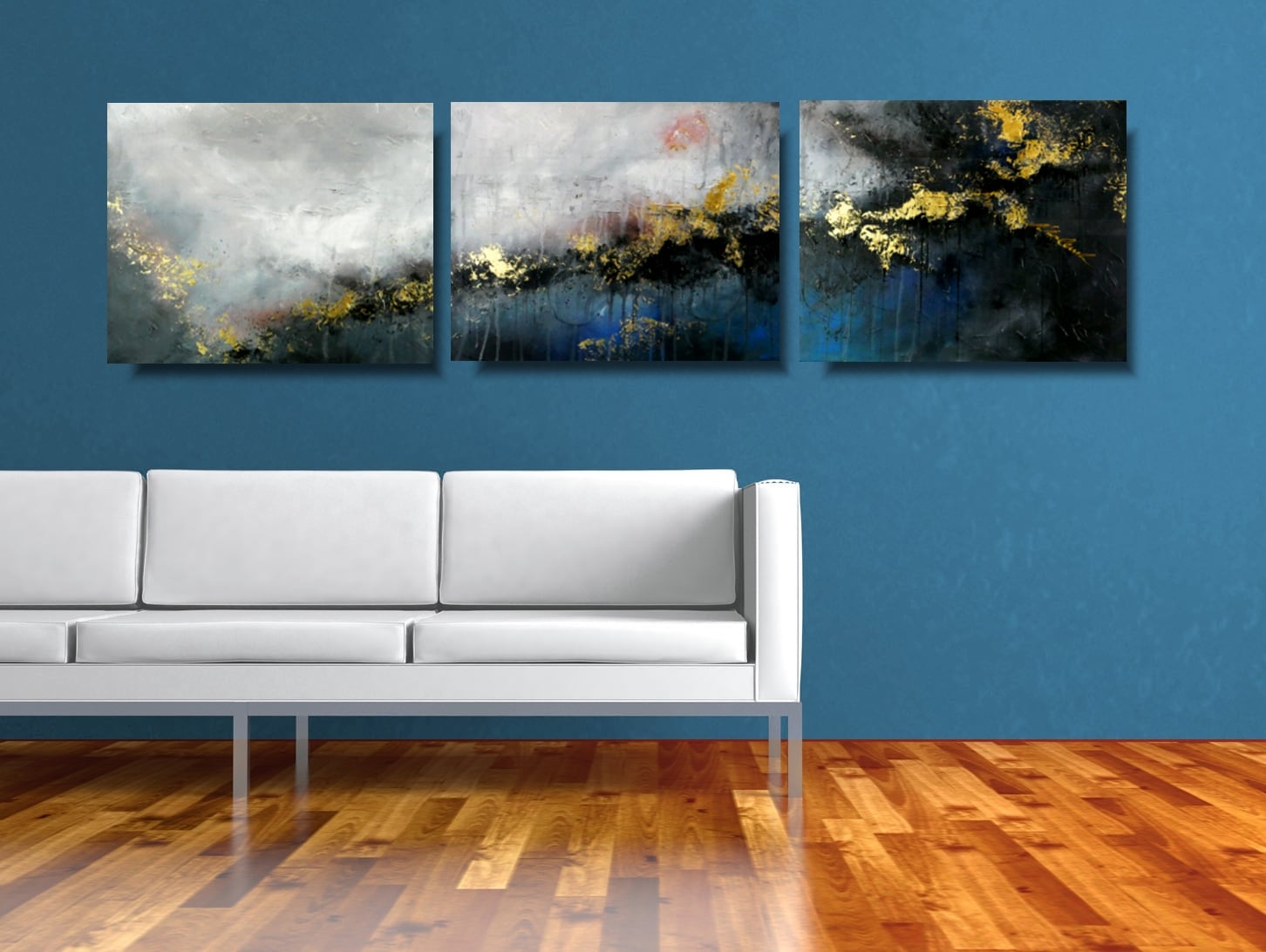 Abstrakcja tryptyk "We śnie" obraz ręcznie malowany 1886A - obrazek 3