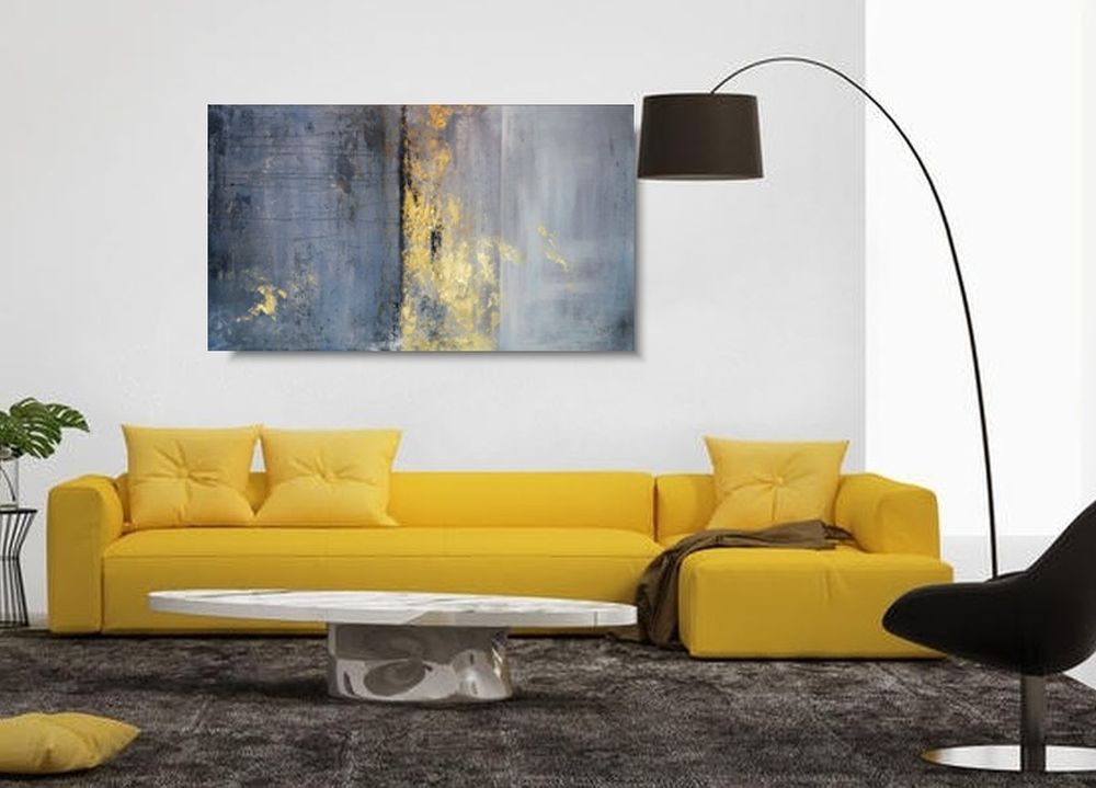 Pozioma szaro złota abstrakcja "W marzeniach" obrazy malowane 1840A - obrazek 2