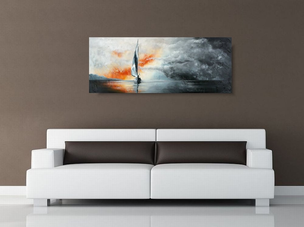Modny obraz "Burza na morzu" pejzaż marynistyczny 1887A - obrazek 2