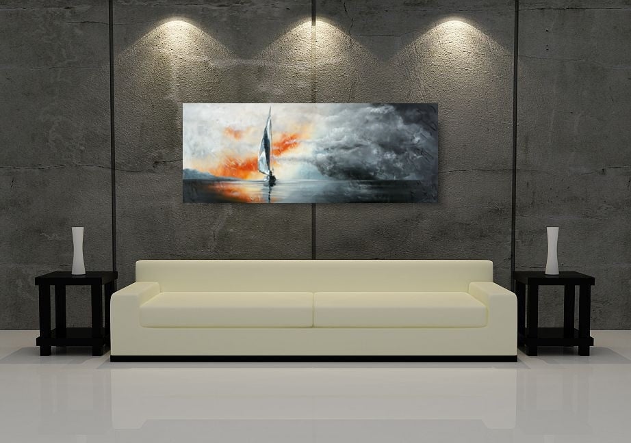 Modny obraz "Burza na morzu" pejzaż marynistyczny 1887A - obrazek 3