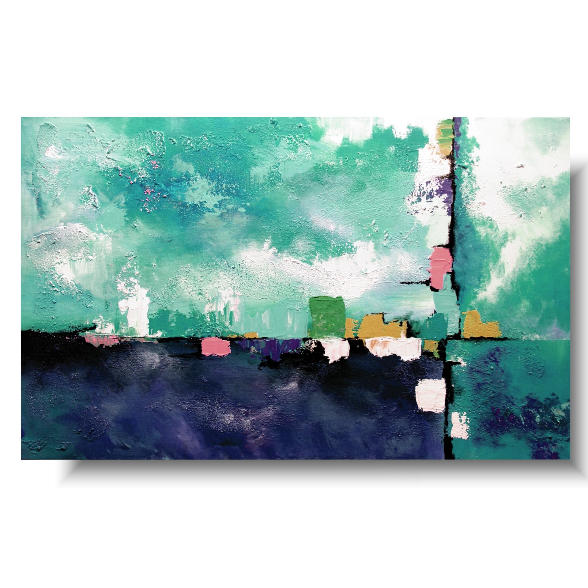 Abstrakcja duży turkusowy obraz błogość modne obrazy 1499B