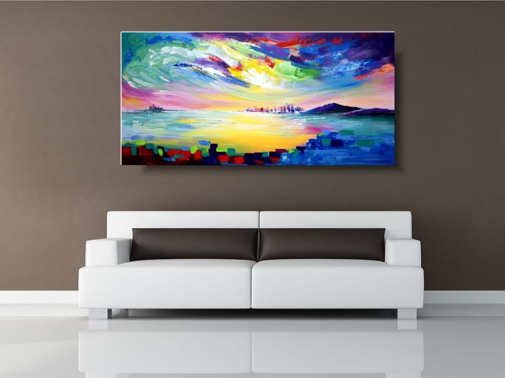 Kolorowy pejzaż "Letnia radość" obrazy ręcznie malowane farbami 1672A - obrazek 2