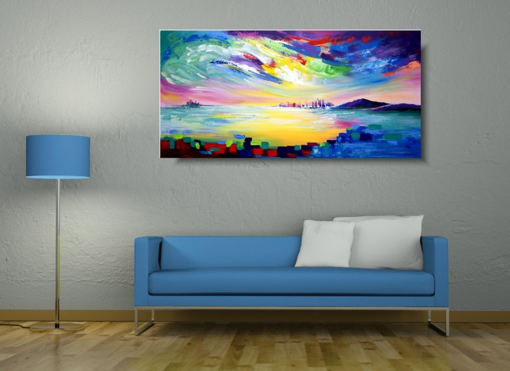 Kolorowy pejzaż "Letnia radość" obrazy ręcznie malowane farbami 1672A - obrazek 3