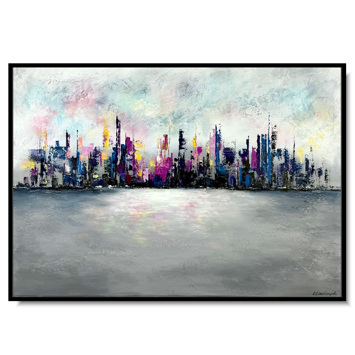 Kolorowy obraz abstrakcja w ramie "Bajeczne miasto" 2352A - obrazek 3