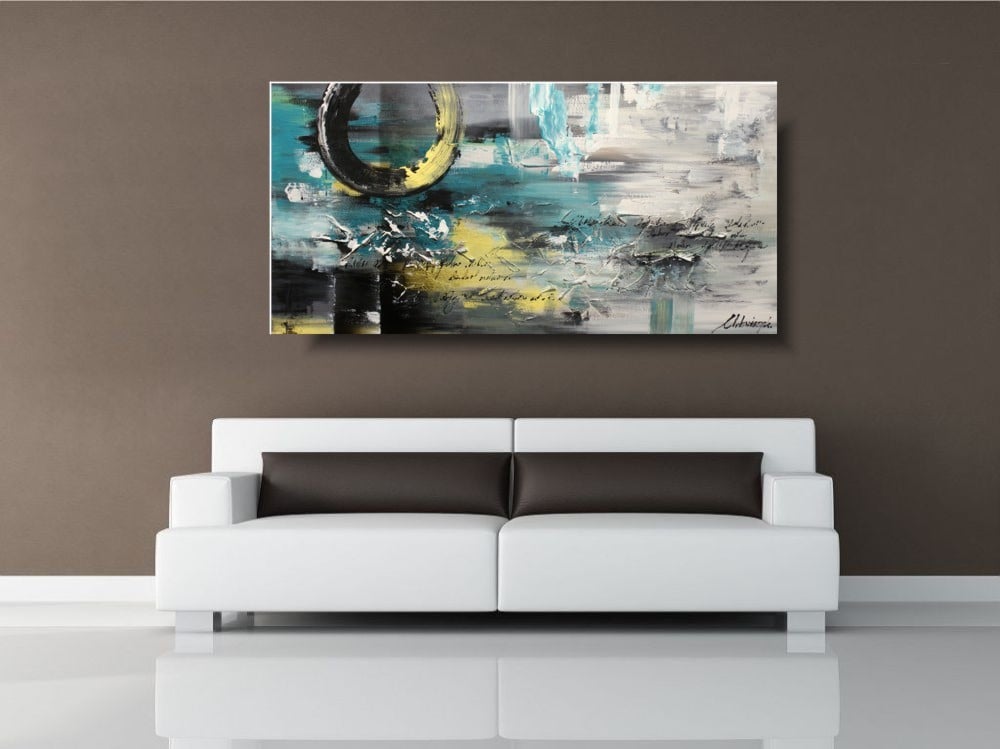 Abstrakcja "Turkusowe koło" obrazy ręcznie malowane 1484A - obrazek 2