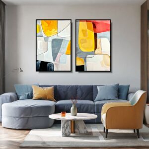 Dyptyk abstrakcyjny jako obrazy do salonu – nowoczesne wnętrze