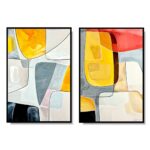 Dyptyk abstrakcyjny w czarnej ramie – nowoczesna kompozycja dwóch obrazów