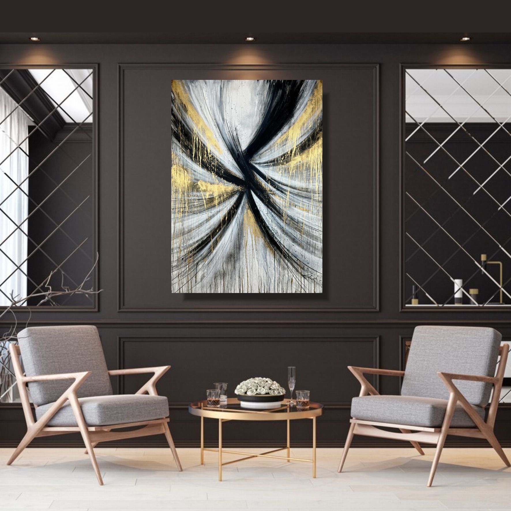 Piękny duży obraz "Abstrakcja z rozmachem" 1975A - obrazek 2