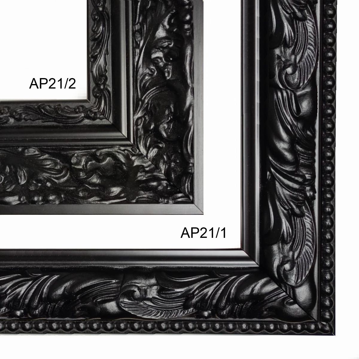 Klasyczna rama do obrazu szeroka ozdobna czarna satyna AP21 - obrazek 2