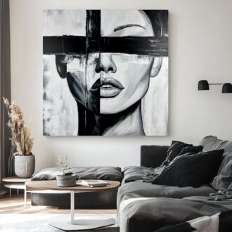 Współczesny portret obraz czarno biały "W niewoli" 2344A