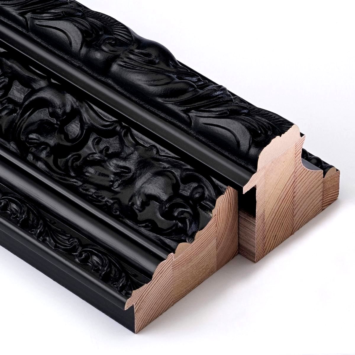 Klasyczna rama do obrazu szeroka ozdobna czarna satyna AP21 - obrazek 6