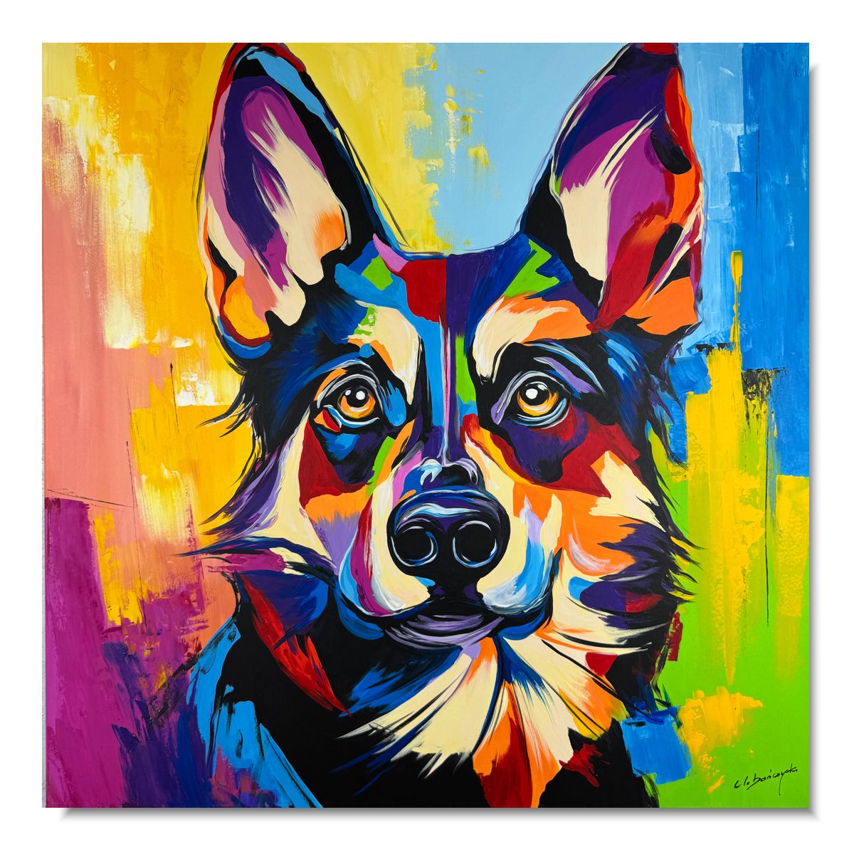 Pies na obrazie "Wierny kolorowy owczarek" 2342A - obrazek 2