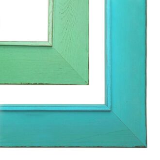 Szeroka drewniana rama do obrazu miętowa i turkusowa AP11