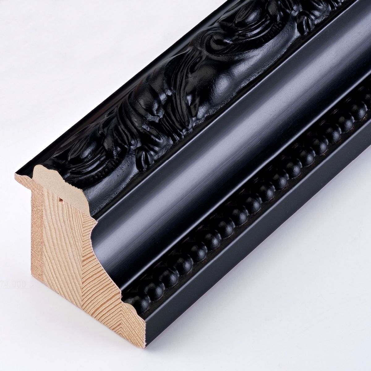 Klasyczna rama do obrazu szeroka ozdobna czarna satyna AP21 - obrazek 8