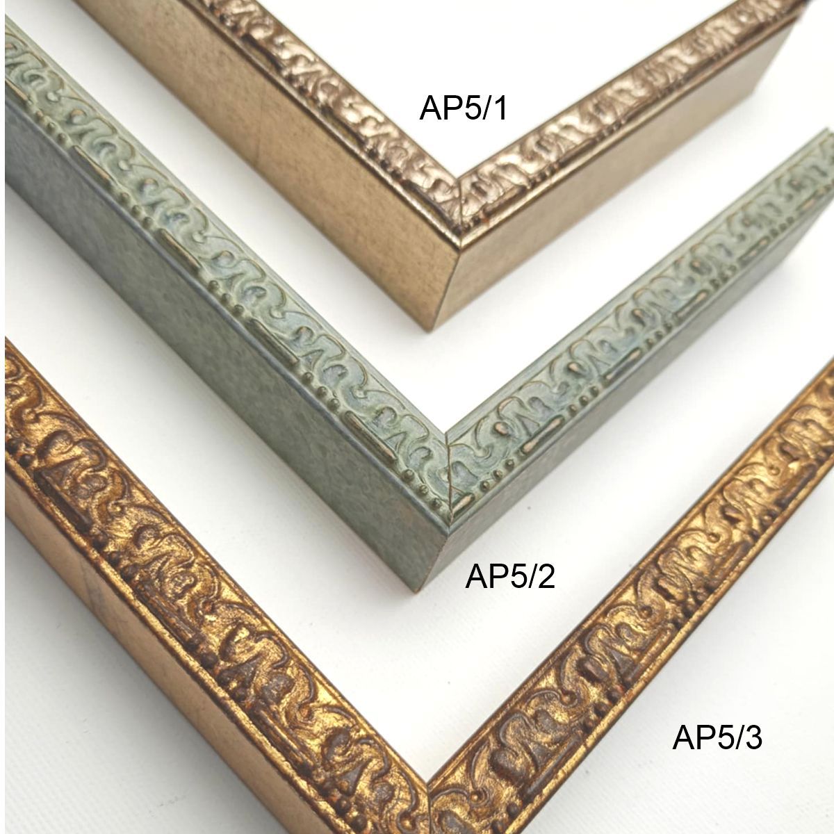 Wąska rzeźbiona rama do obrazu złota, srebrna, szara AP5 - obrazek 2