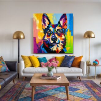 Pies na obrazie "Wierny kolorowy owczarek" 2342A
