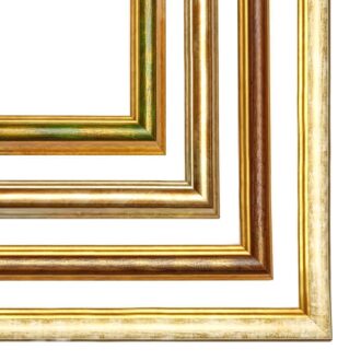 Drewniana postarzana rama do obrazu biały, zielony, brązowy, srebrny AP4