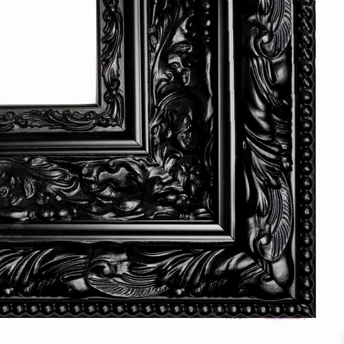 Klasyczna rama do obrazu szeroka ozdobna czarna satyna AP21