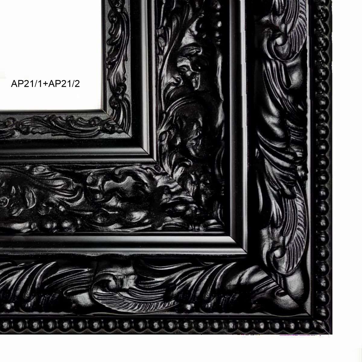 Klasyczna rama do obrazu szeroka ozdobna czarna satyna AP21 - obrazek 3