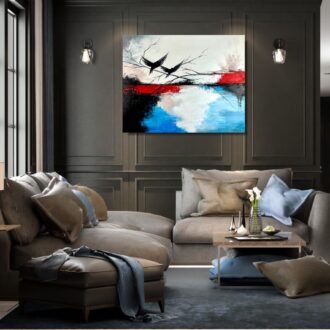 Obraz ręcznie malowany abstrakcyjny pejzaż "Do odlotu" 2328A