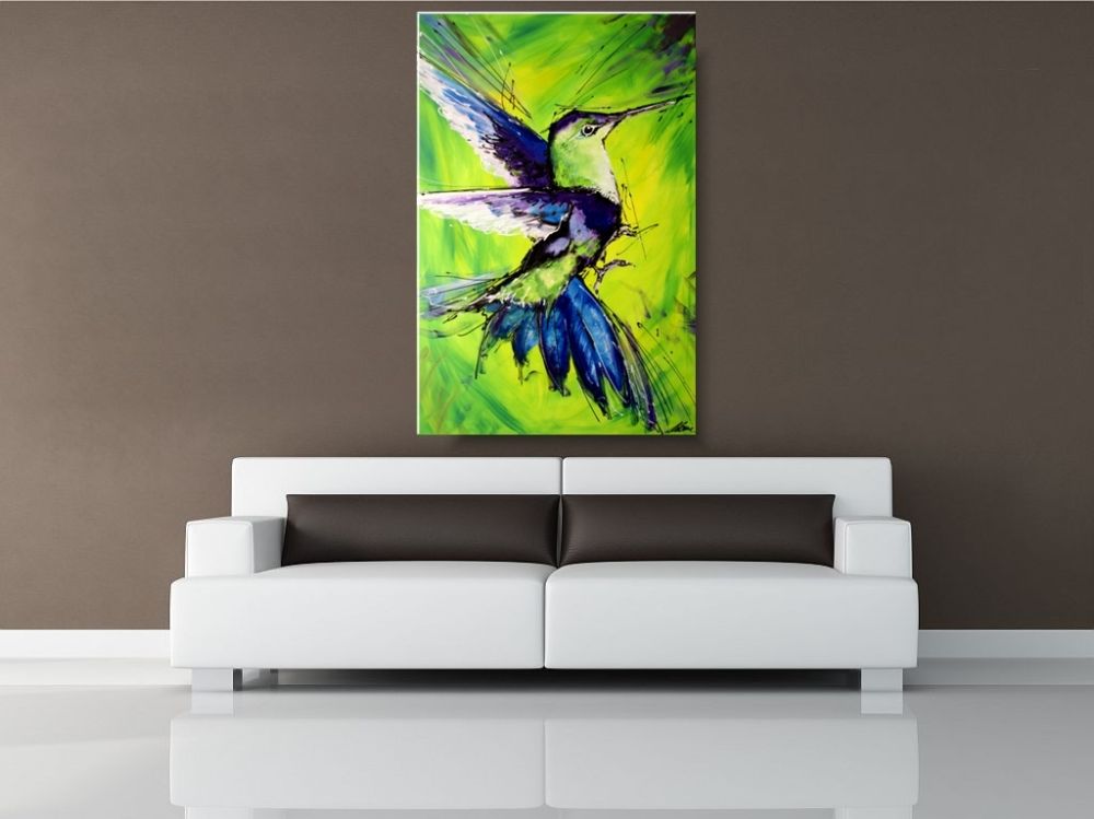 Obrazy ręcznie malowany na płótnie "Niebieski koliber" 1735A - obrazek 3