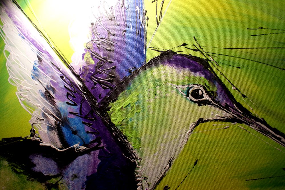 Obrazy ręcznie malowany na płótnie "Niebieski koliber" 1735A - obrazek 5