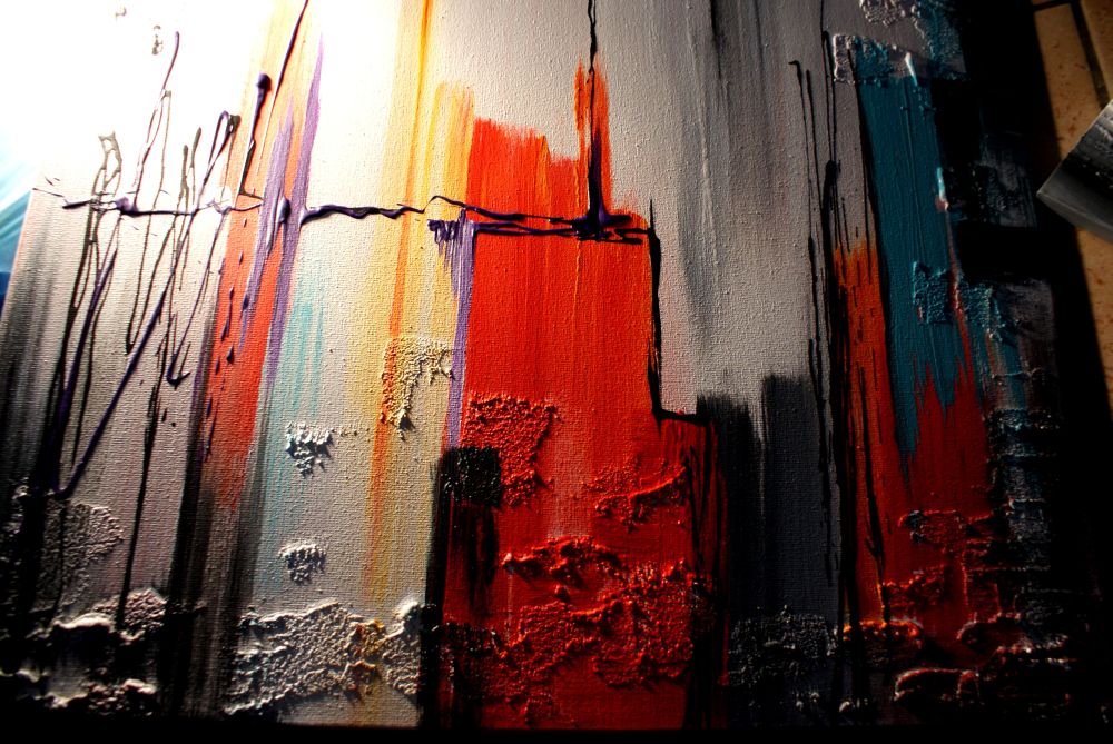 Modny duży obraz kolorowe miasto obrazy ręcznie malowane 1390A - obrazek 5