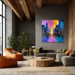 Nowoczesny obraz miasto jako obraz do mieszkania