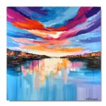 Nowoczesny obraz miasto z grubą fakturą farby 80x80 cm