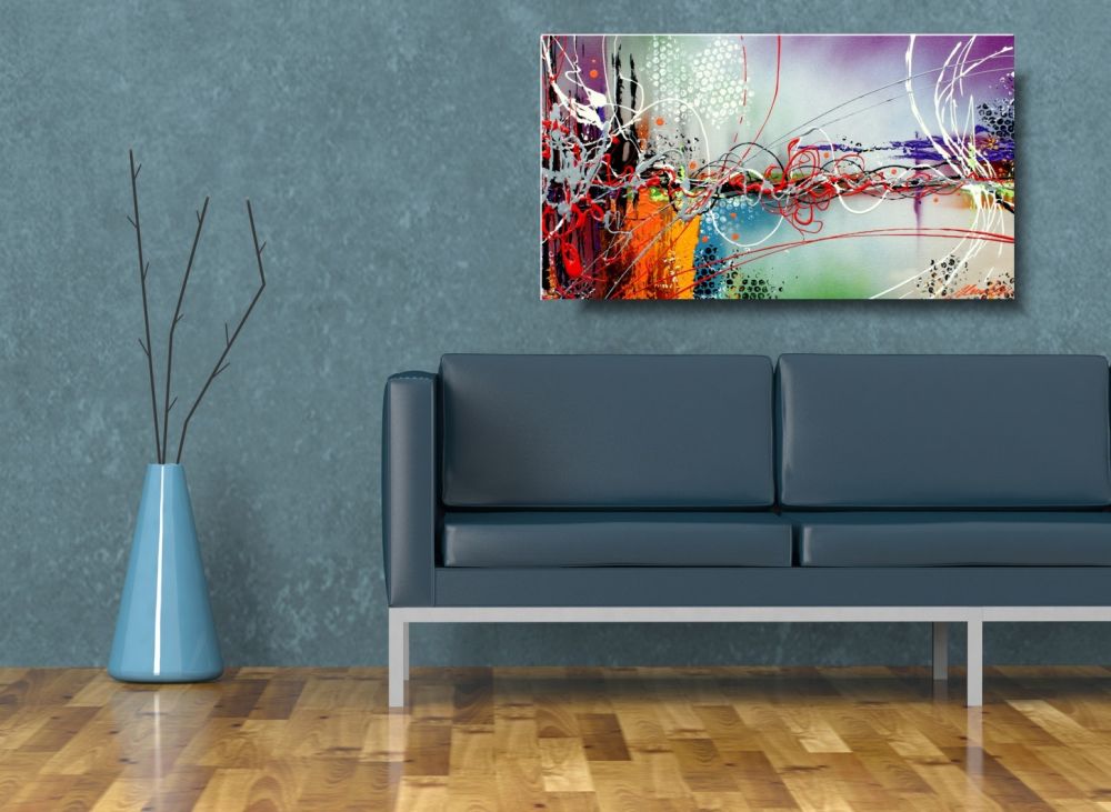 Obraz abstrakcja "Kolorowy mix" obrazy ręcznie malowane do mieszkania 1054A - obrazek 2