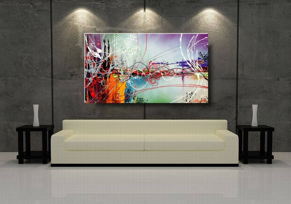Obraz abstrakcja "Kolorowy mix" obrazy ręcznie malowane do mieszkania 1054A - obrazek 3