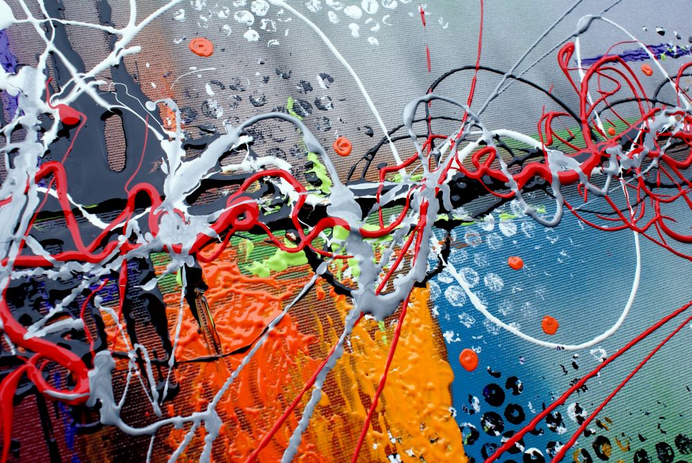 Obraz abstrakcja "Kolorowy mix" obrazy ręcznie malowane do mieszkania 1054A - obrazek 5