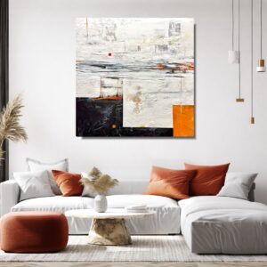 Obraz abstrakcja w nowoczesnym wnętrzu salonu