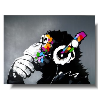 Obraz małpa "Kolorowy szympans" obrazy ze zwierzętami malowane 1425A