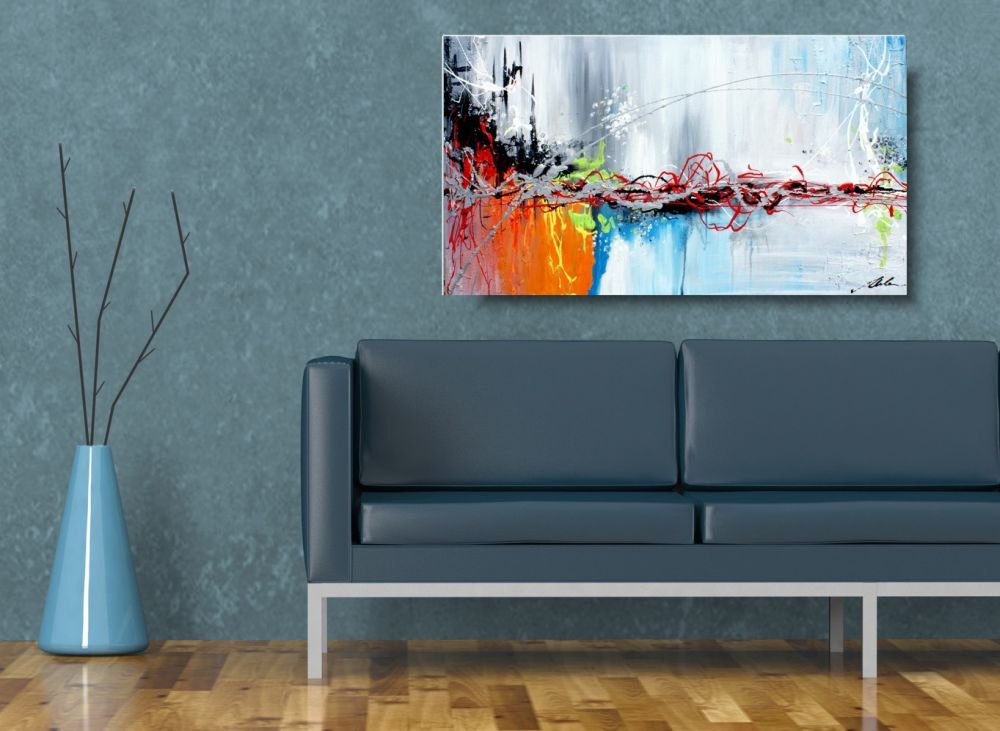 Obraz do biura abstrakcja "Kolory dzieciństwa" obrazy nowoczesne na płótnie 1042A - obrazek 3